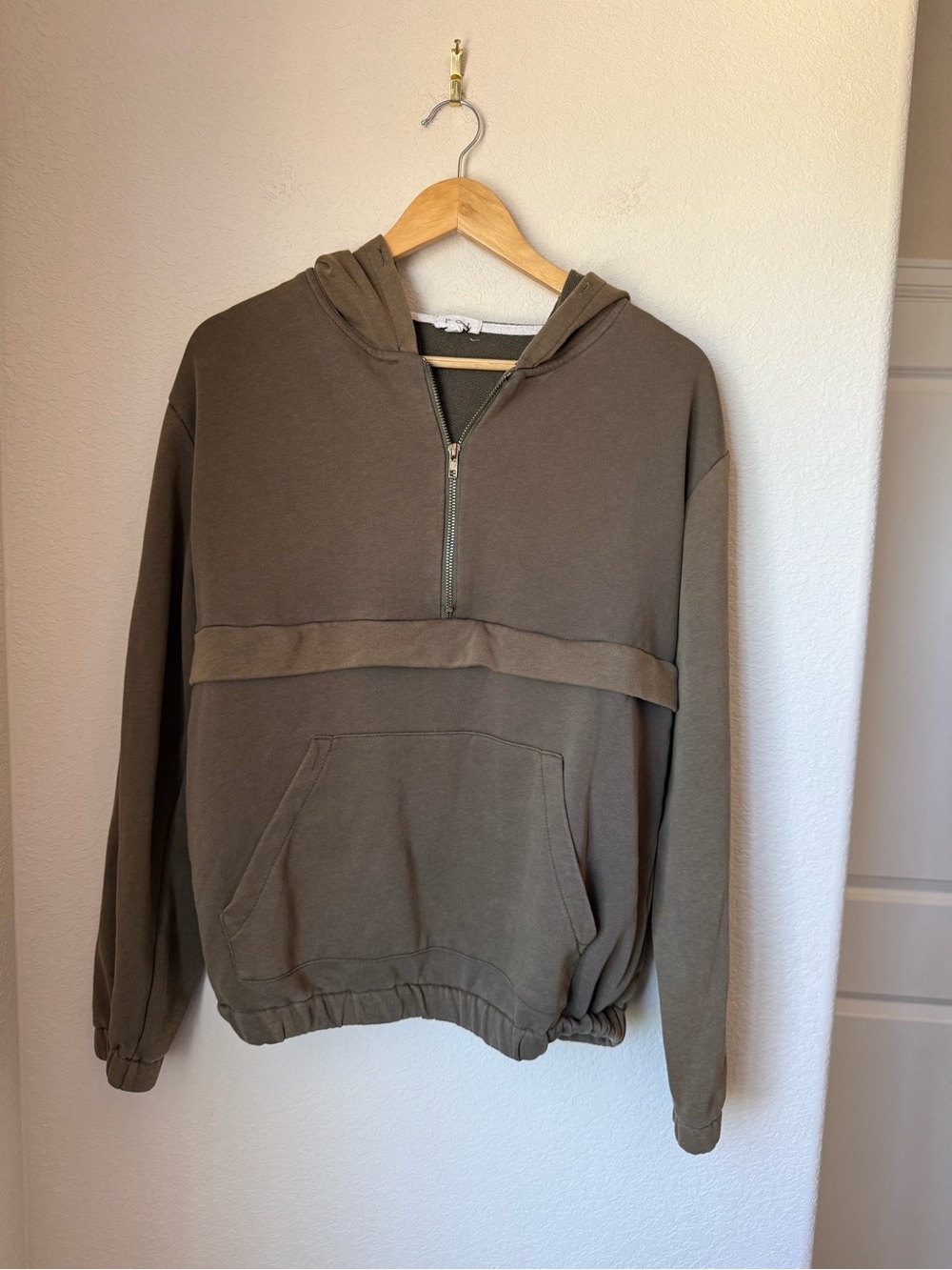 POL Oversized Half Zip Hoodie Kangaroo Pocket Size Small